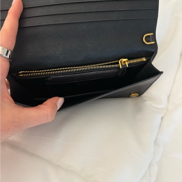 Prada Saffiano Black Leather Wallet on Chain AUTHENTIC - Picture 4 of 5